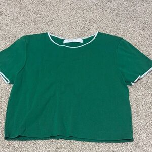 Primark Green Crop Top with White Trim